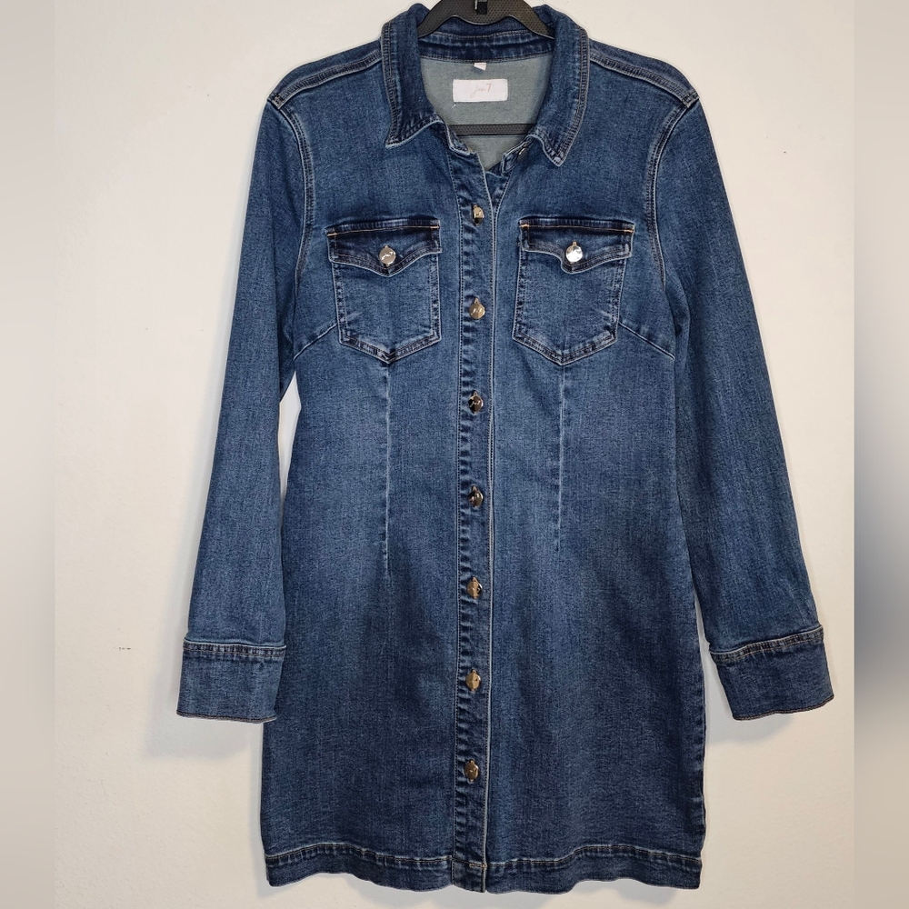 JEN 7- Denim Jean Shirt Dress Mini-M-NWOT